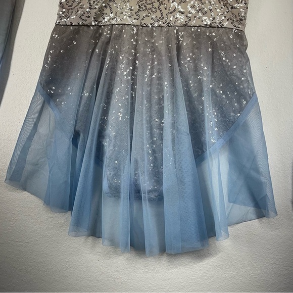 Weissman Ombré Tan Nude Blue Sequins Dress Leotard Dance You Are the Reason NEW - Picture 8 of 12